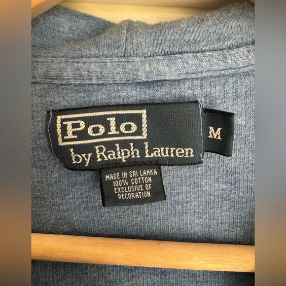 Polo Ralph Lauren Blue Full Zip Hoodie SweaterCotton KnitSize M